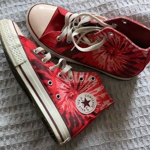 Tie Dye Red Converse High Tops
